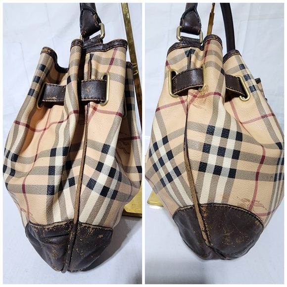 BURBERRY Haymarket Check Medium Willenmore Hobo Bag Brown/Beige - Picture 8 of 16